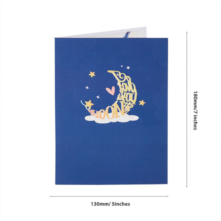 Love You To The Moon and Back Wedding 3D Pop Up Greeting Card for Mom