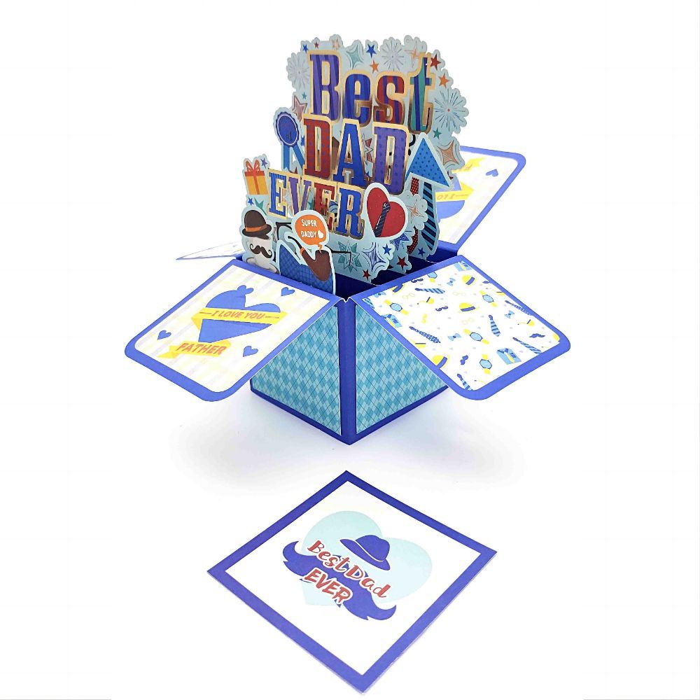 Father's Day 3D Pop Up Box Card Best Dad Ever Greeting Card for Dad