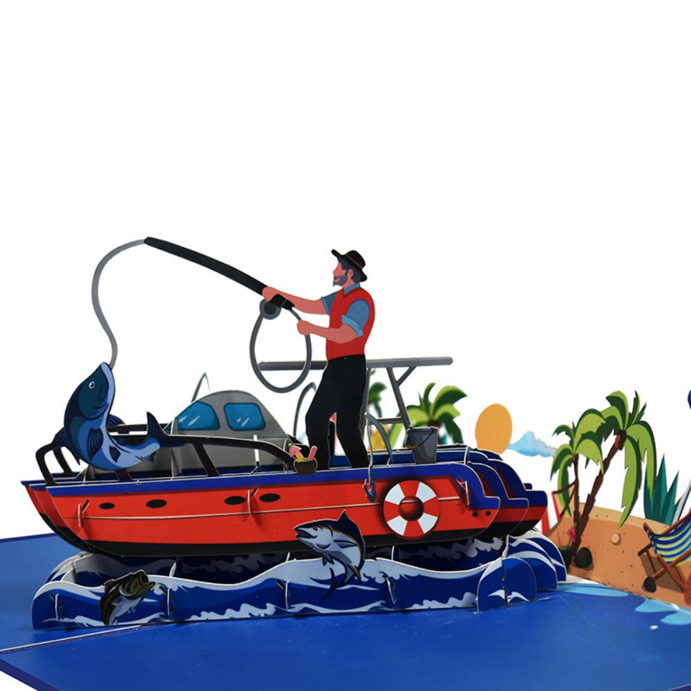 Father's Day 3D Pop Up Card Sea Fishing Greeting Card