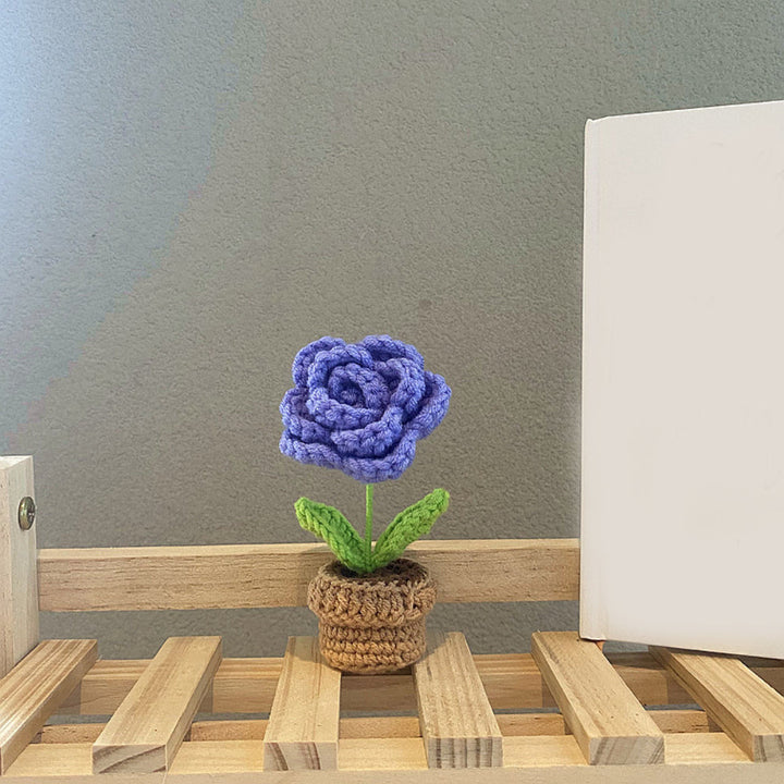 Handmade Crochet Flowers Completed Hand Woven Knitted Potted Plants Gift for Handicraft Lover