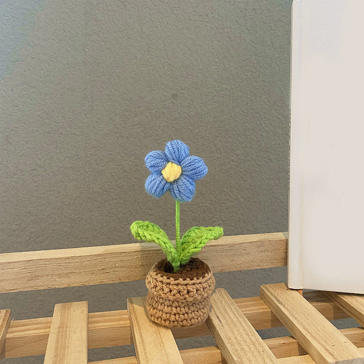 Handmade Crochet Flowers Completed Hand Woven Knitted Potted Plants Gift for Handicraft Lover
