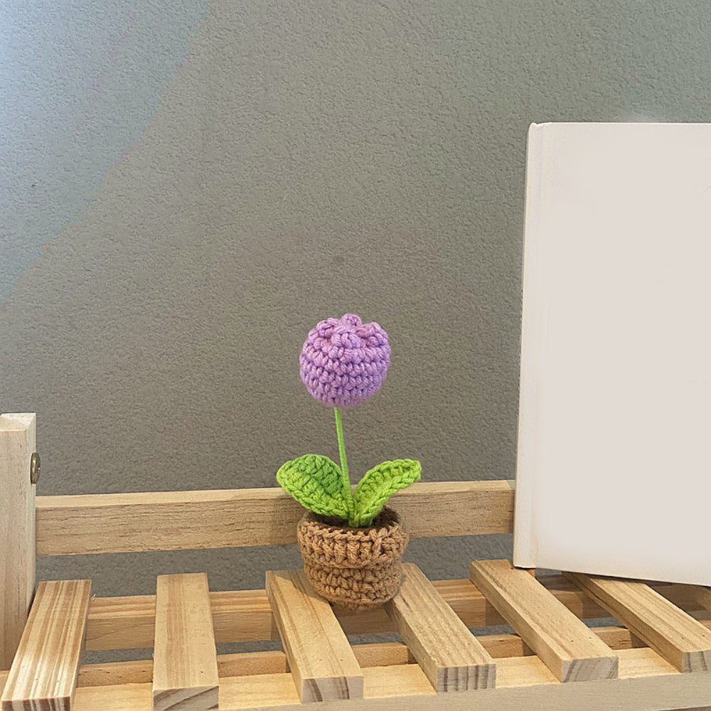 Handmade Crochet Flowers Completed Hand Woven Knitted Potted Plants Gift for Handicraft Lover