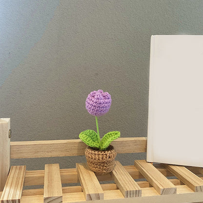 Handmade Crochet Flowers Completed Hand Woven Knitted Potted Plants Gift for Handicraft Lover