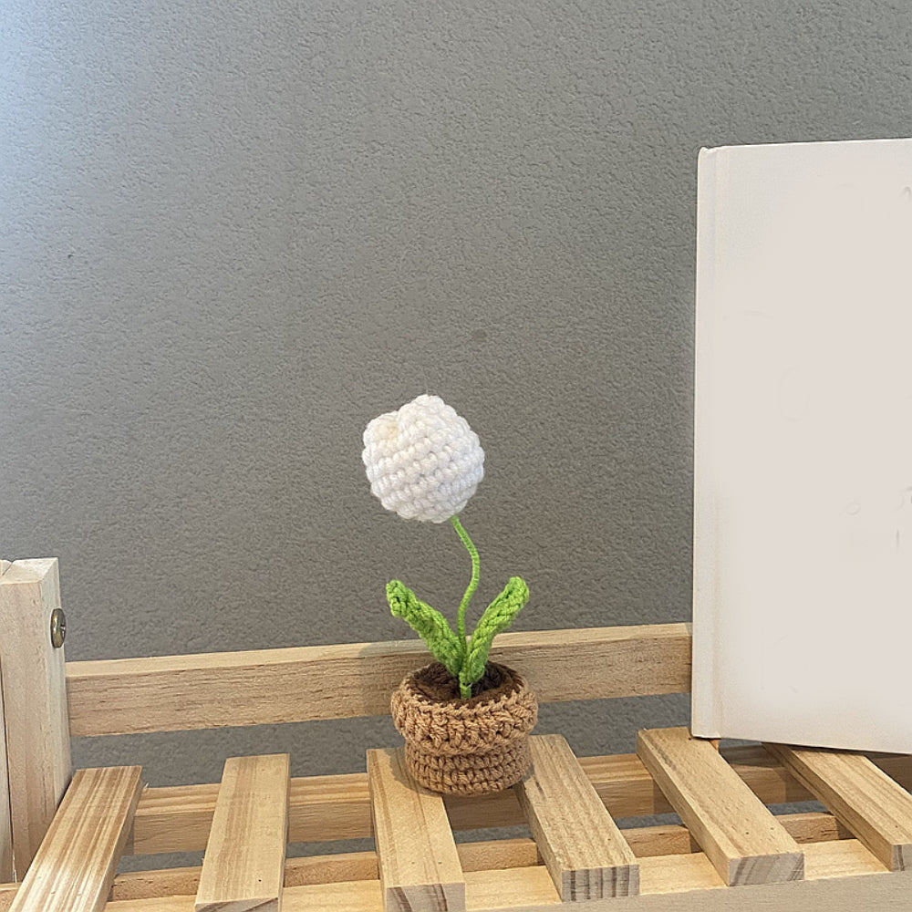 Handmade Crochet Flowers Completed Hand Woven Knitted Potted Plants Gift for Handicraft Lover