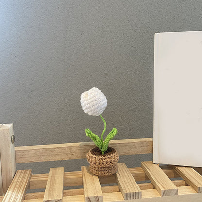 Handmade Crochet Flowers Completed Hand Woven Knitted Potted Plants Gift for Handicraft Lover