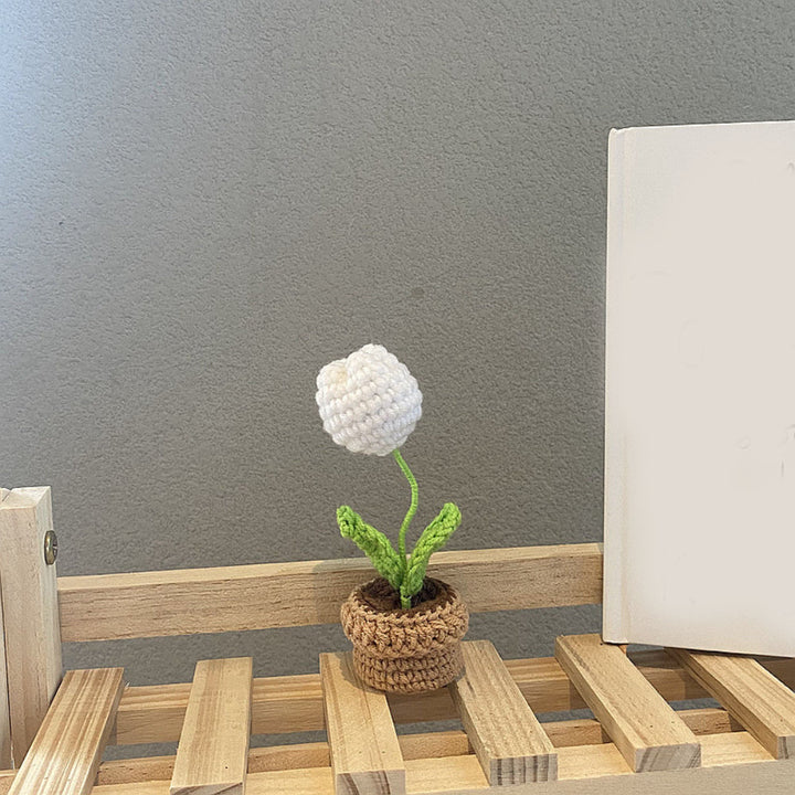 Handmade Crochet Flowers Completed Hand Woven Knitted Potted Plants Gift for Handicraft Lover