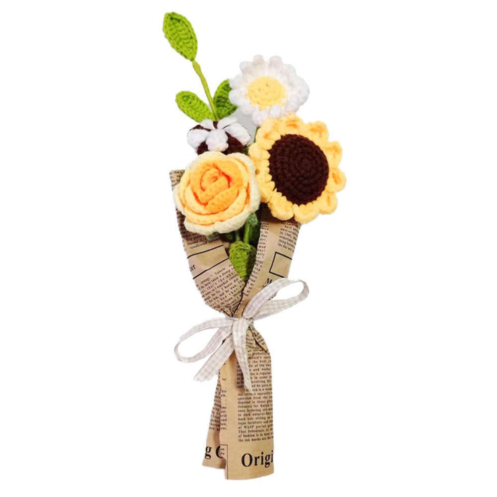 Crochet Flowers Bouquet Handmade Knitted Rose Bouquet Gift for Her Wedding Gift