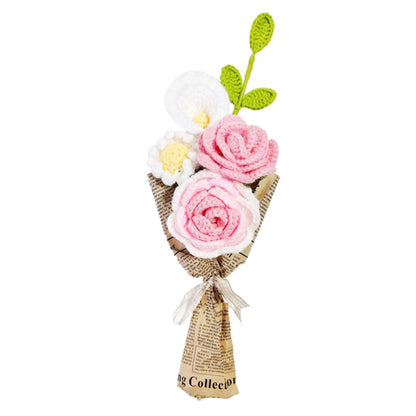 Crochet Flowers Bouquet Handmade Knitted Rose Bouquet Gift for Her Wedding Gift
