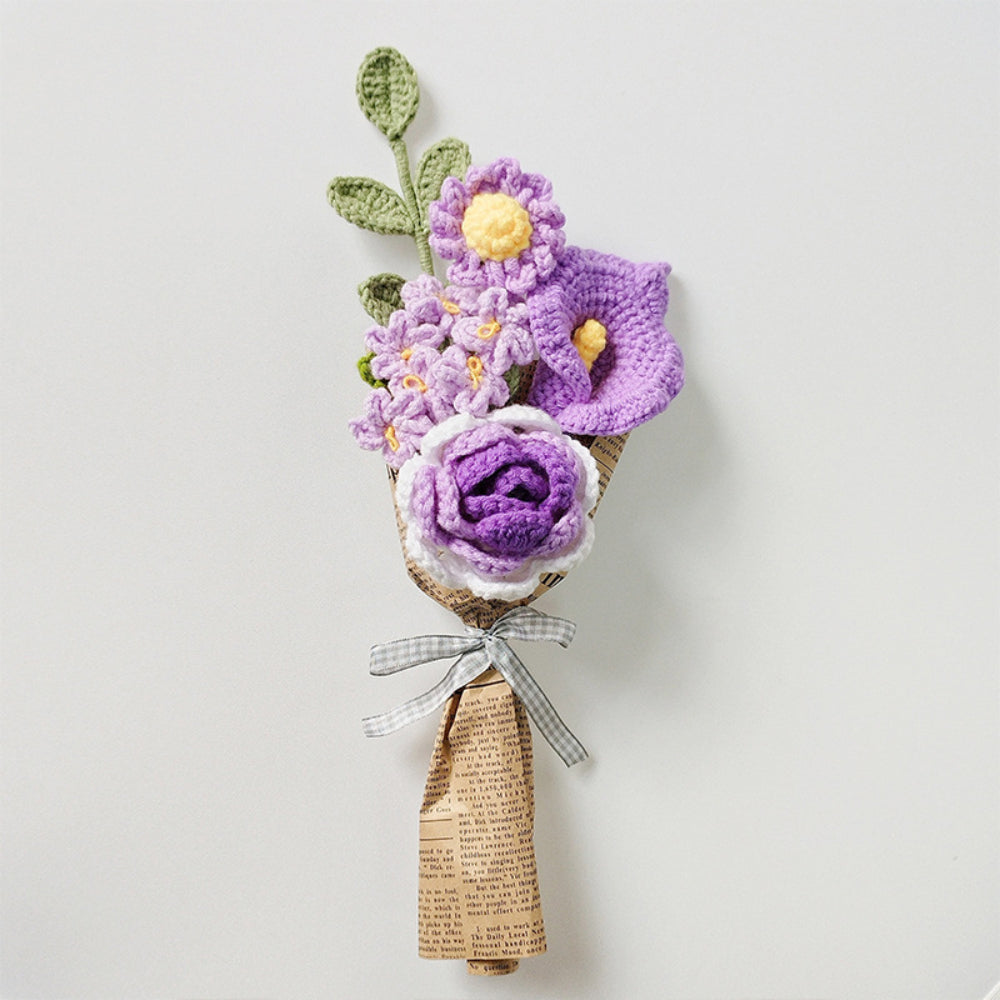Crochet Flowers Bouquet Handmade Knitted Rose Bouquet Gift for Her Wedding Gift