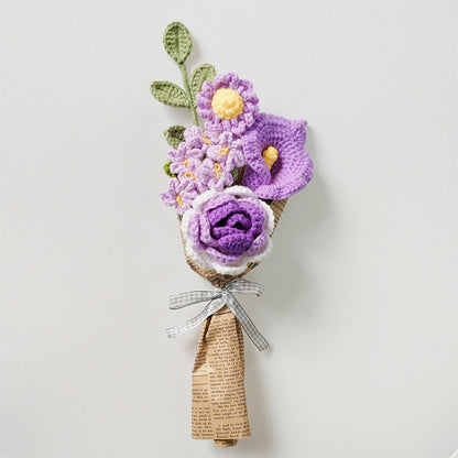 Crochet Flowers Bouquet Handmade Knitted Rose Bouquet Gift for Her Wedding Gift