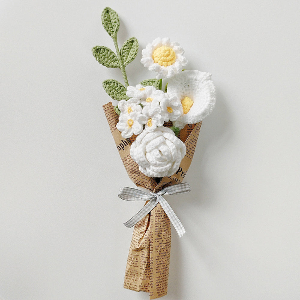 Crochet Flowers Bouquet Handmade Knitted Rose Bouquet Gift for Her Wedding Gift
