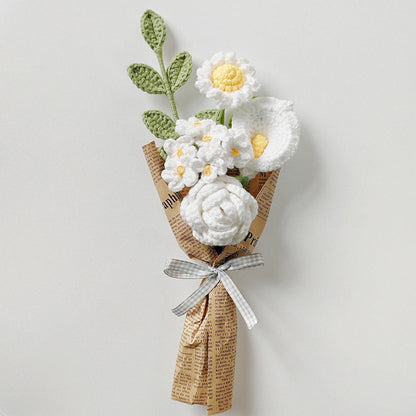 Crochet Flowers Bouquet Handmade Knitted Rose Bouquet Gift for Her Wedding Gift