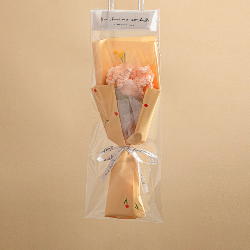 Crochet Flowers Bouquet Handmade Knitted Tulip Carnation Bouquet with Light Strip Gift for Her Wedding Gift