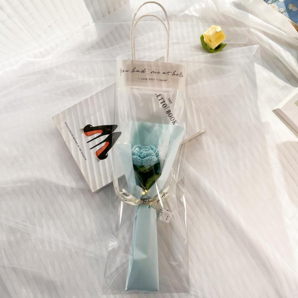 1pc Crochet Flower Handmade Knitted Flower with Light Strip Gift for Lovers Wedding Gift