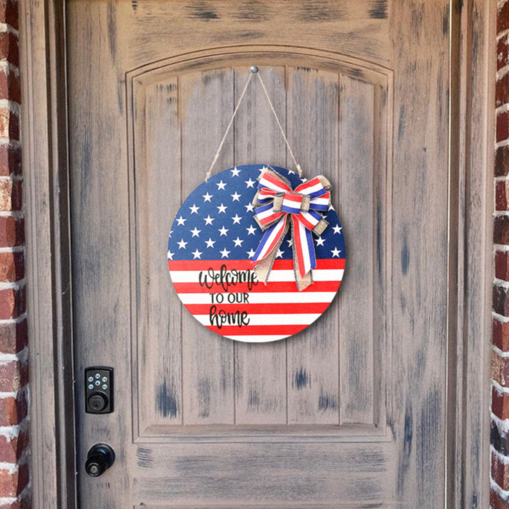 4th of July Welcome Door Sign Independence Day Decorations Front Door Hanger