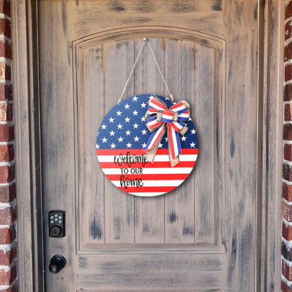 4th of July Welcome Door Sign Independence Day Decorations Front Door Hanger