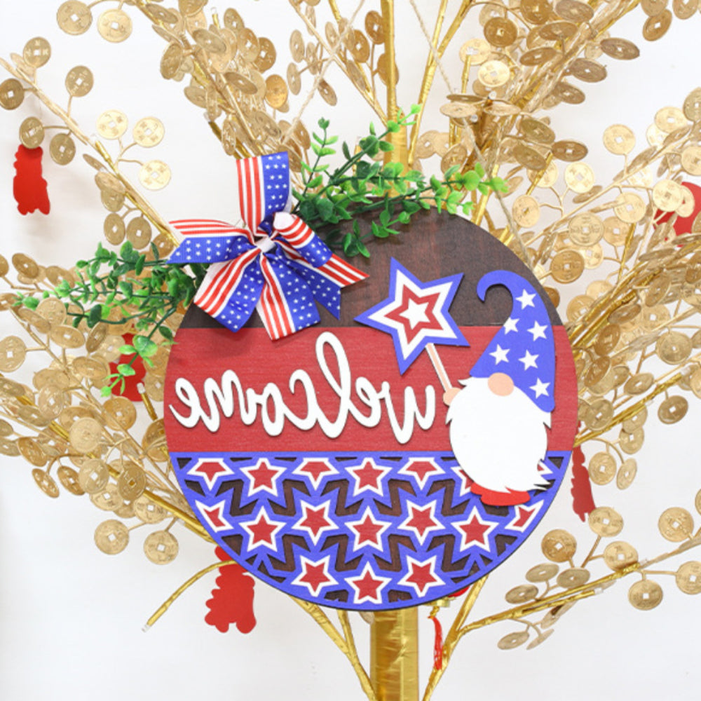 4th of July Pentagram Welcome Door Sign Independence Day Decorations Front Door Hanger