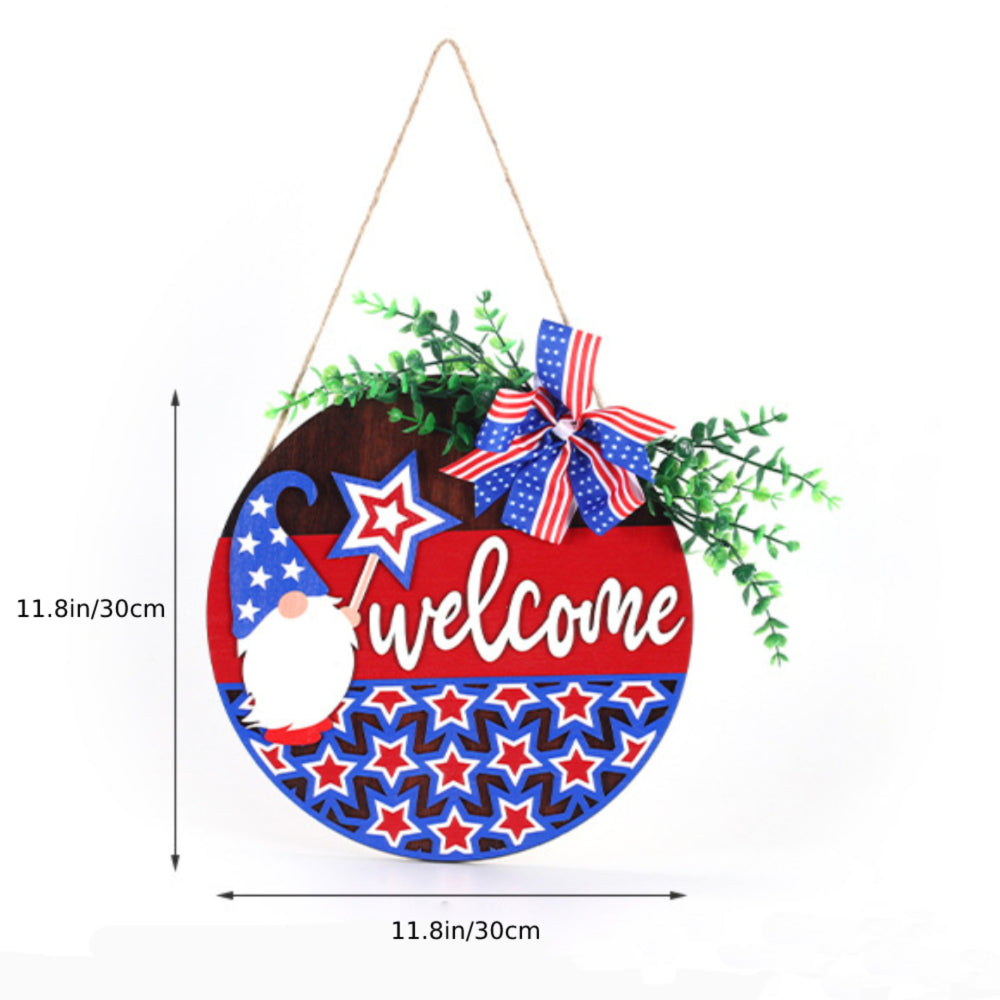 4th of July Pentagram Welcome Door Sign Independence Day Decorations Front Door Hanger