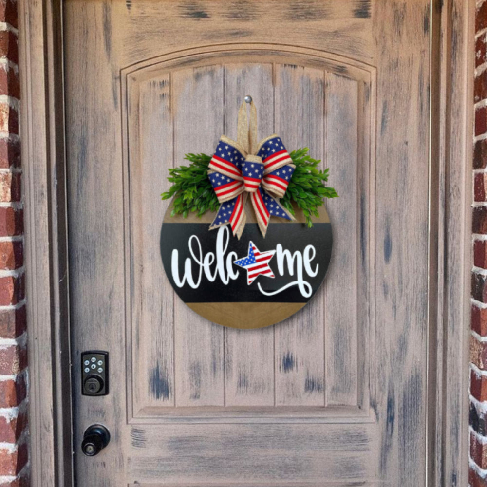4th of July Welcome Door Sign Independence Day Decorations Front Door Decor