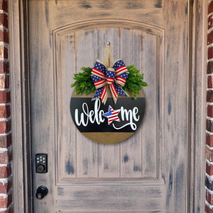 4th of July Welcome Door Sign Independence Day Decorations Front Door Decor