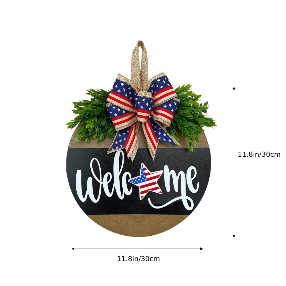 4th of July Welcome Door Sign Independence Day Decorations Front Door Decor