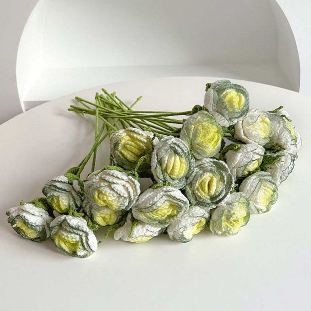 1pc Handmade Knitted Flower Rose Crochet Flower Gift for Her