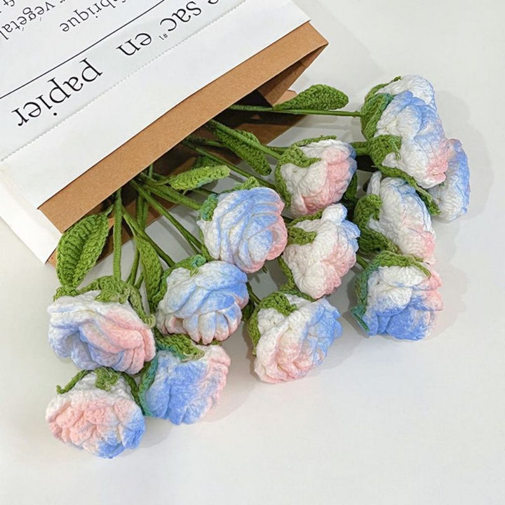 1pc Handmade Knitted Flower Rose Crochet Flower Gift for Her
