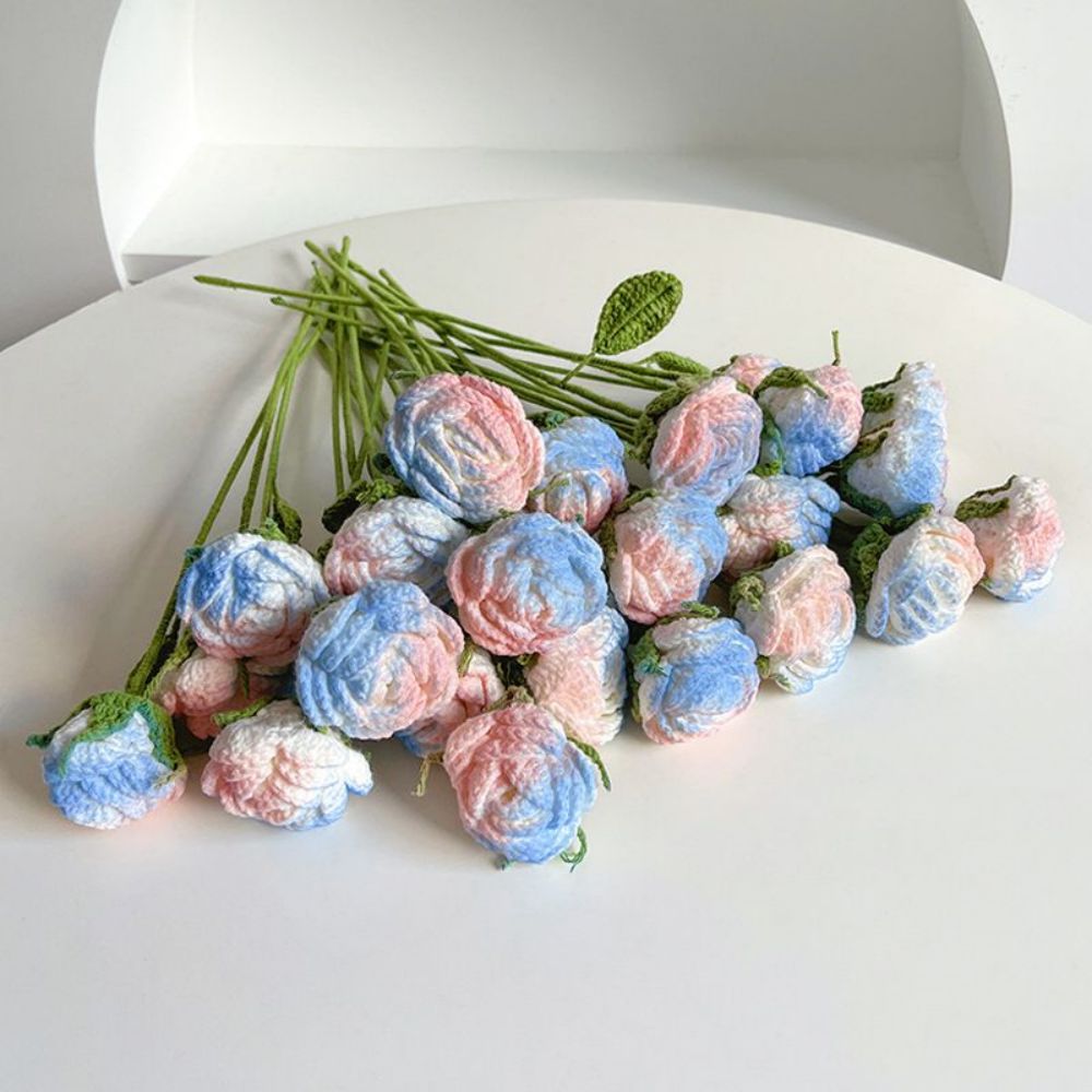1pc Handmade Knitted Flower Rose Crochet Flower Gift for Her
