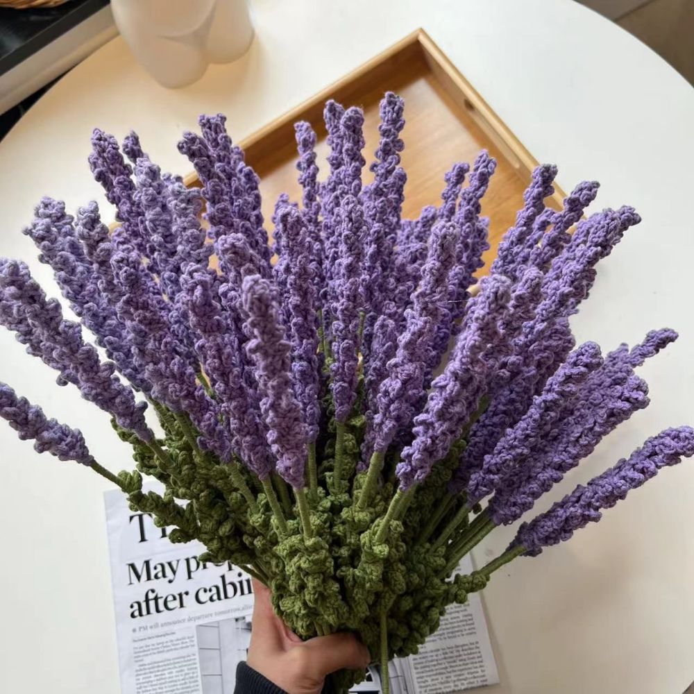 1pc Handmade Knitted Flower Lavender Crochet Flower Gift for Her
