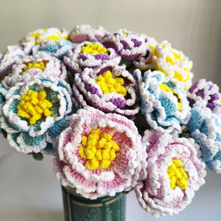 1pc Handmade Knitted Flower Peony Crochet Flower Gift for Her