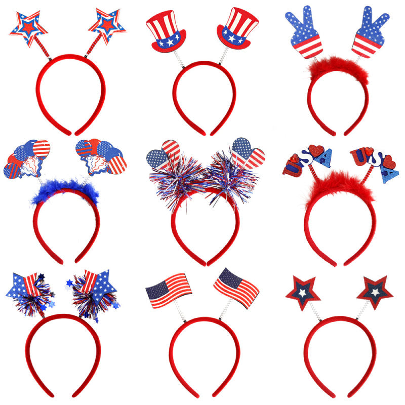 9 Pcs Patriotic Head Boppers Headbands 4th of July for Independence Day Party Accessories