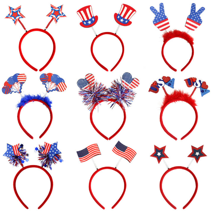 9 Pcs Patriotic Head Boppers Headbands 4th of July for Independence Day Party Accessories
