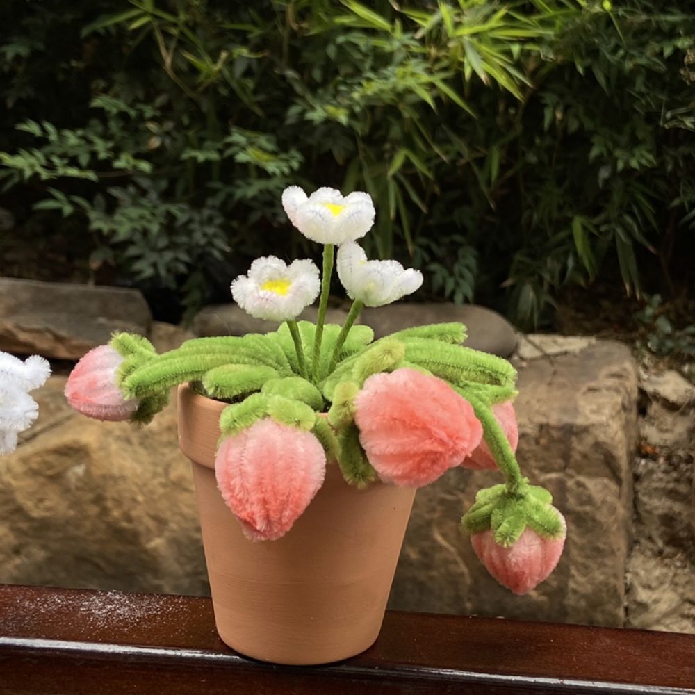 Pipe Cleaner Potted Plant Handmade Twist Stick Flowers Gift
