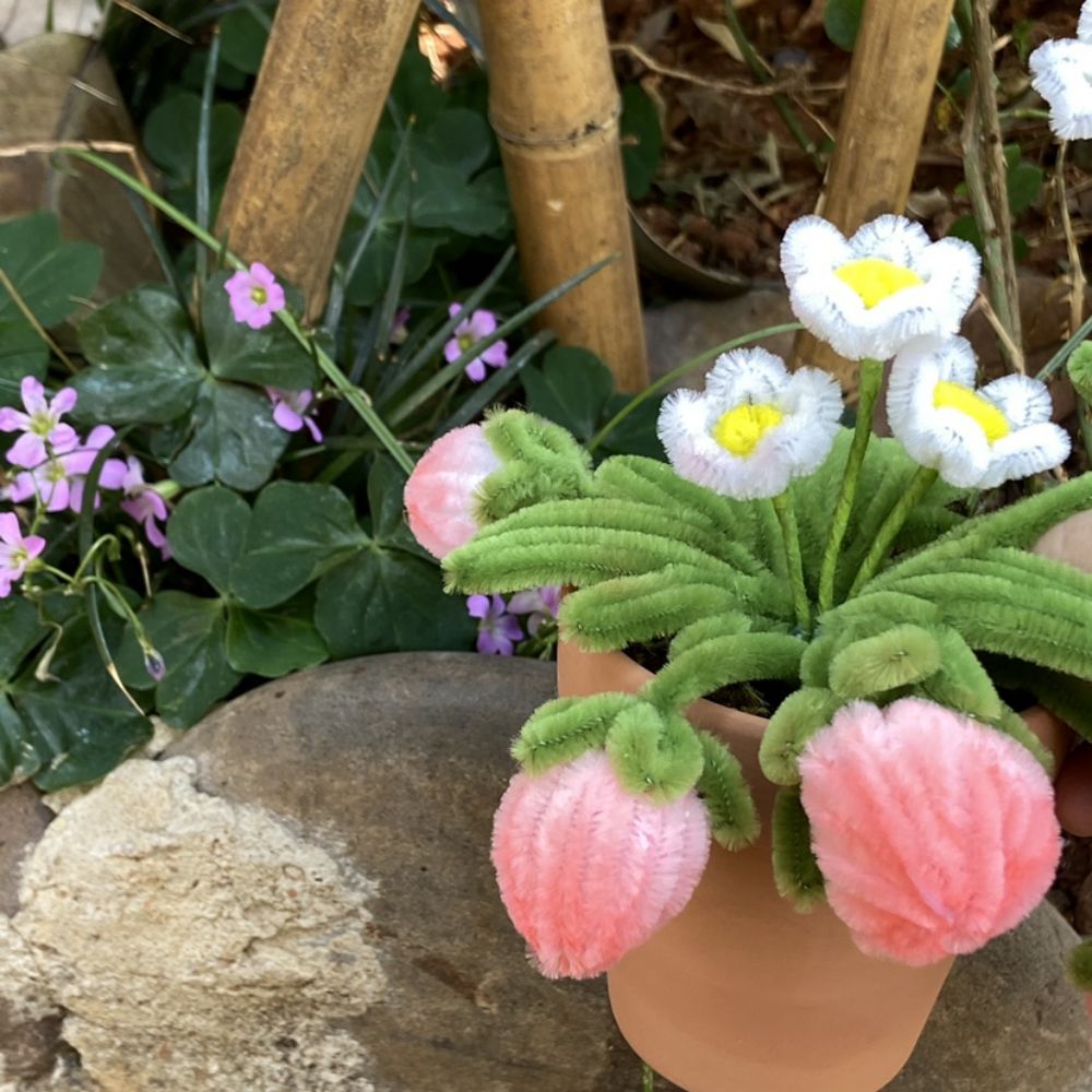 Pipe Cleaner Potted Plant Handmade Twist Stick Flowers Gift