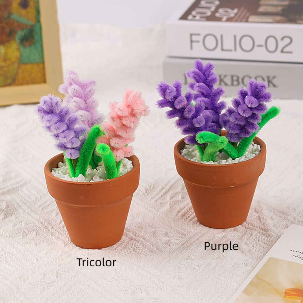 Pipe Cleaner Potted Plant Handmade Twist Stick Flowers Gift for Lover