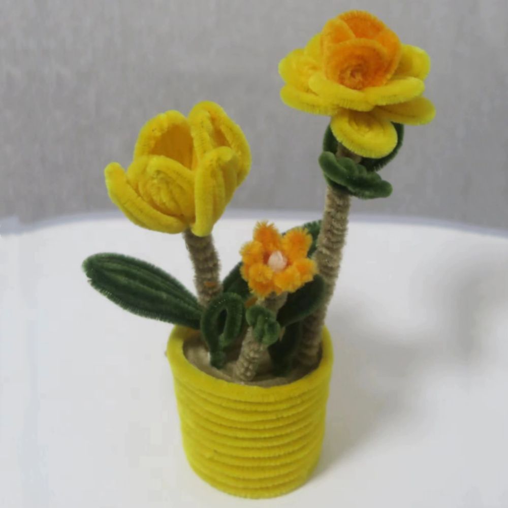 Pipe Cleaner Potted Plant Handmade Twist Stick Flowers Gift for Her or Him