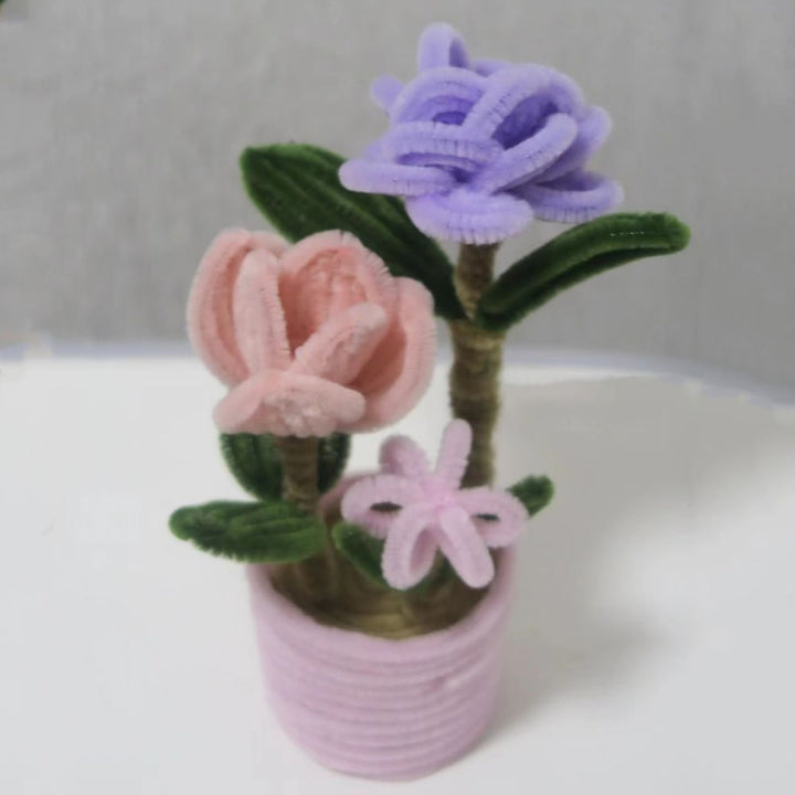 Pipe Cleaner Potted Plant Handmade Twist Stick Flowers Gift for Her or Him