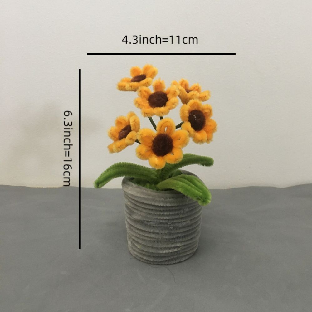 Pipe Cleaner Potted Plant Handmade Twist Stick Flowers Gift for Her or Him