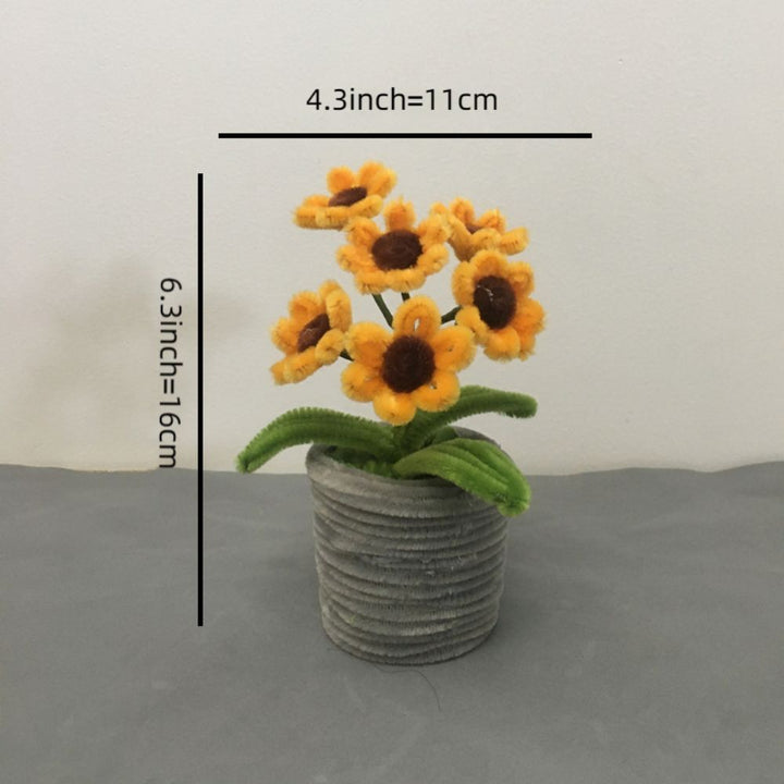 Pipe Cleaner Potted Plant Handmade Twist Stick Flowers Gift for Her or Him