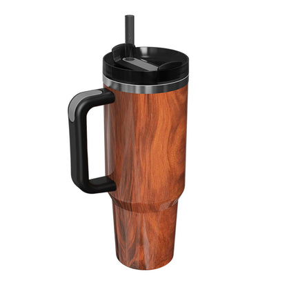 40oz Insulated Mug with Handle and Straw Marble Pattern Stainless Steel Travel Cup Gift for Family Friends Couples