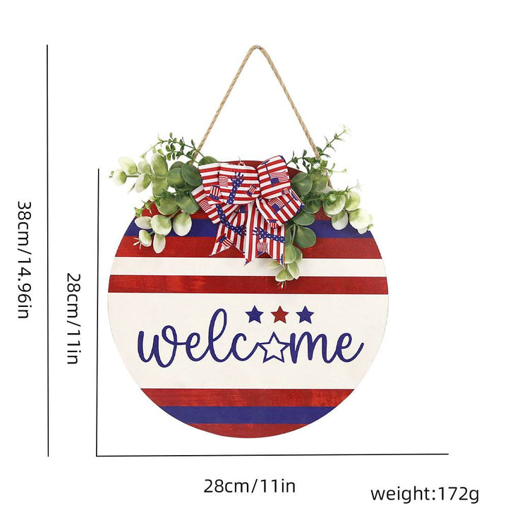 Welcome Door Sign 4th of July Independence Day Decorations Front Door Hanger Gifts