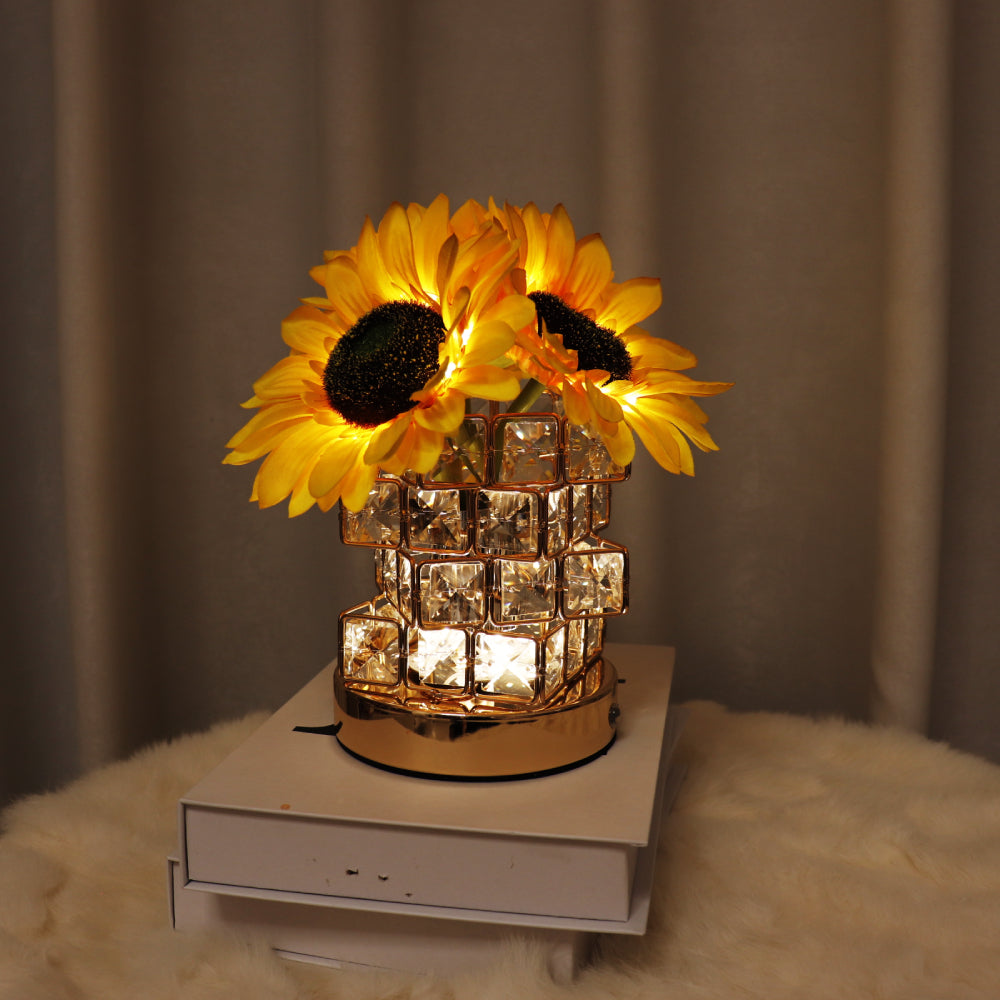 Romantic Sunflower Night Light Cube Flower Lamp Home Decor Gifts