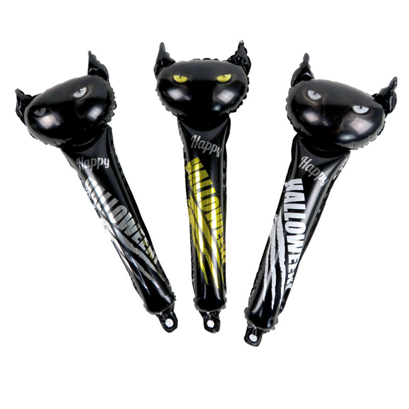 6pcs Halloween Balloon Portable Hand Balloon Stick Skulls Balloon for Halloween Party