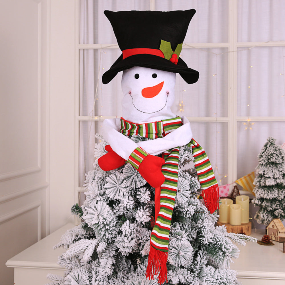Snowman Christmas Tree Topper with Red Mittens and Draping Scarf Festive Christmas Tree Decoration