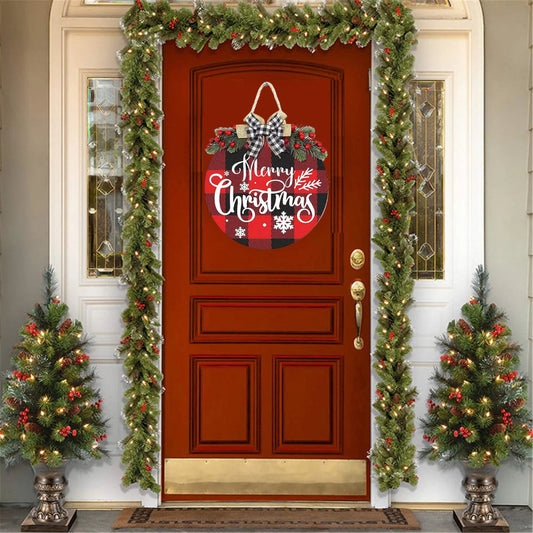 Christmas Welcome Sign for Front Door Farmhouse Wreath Porch Decor Hanging Decoration Gifts