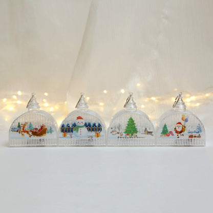 Christmas Light-Up LED Lamps with Hanging Ring Window Display Christmas Tree Pendant Christmas Decoration