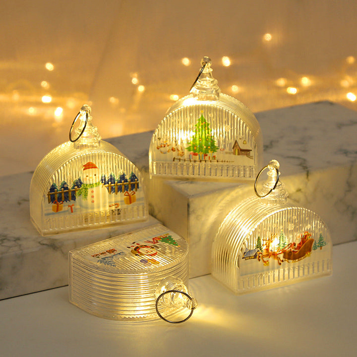 Christmas Light-Up LED Lamps with Hanging Ring Window Display Christmas Tree Pendant Christmas Decoration