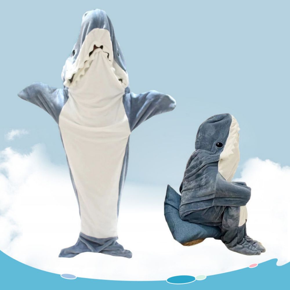 Shark Blanket Hoodie Wearable Shark Blanket Flannel Loungewear Shark Hoodie Sleeping Bag