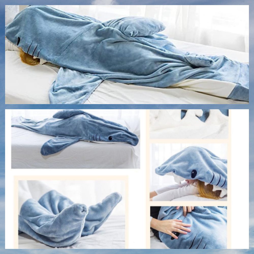 Shark Blanket Hoodie Wearable Shark Blanket Flannel Loungewear Shark Hoodie Sleeping Bag