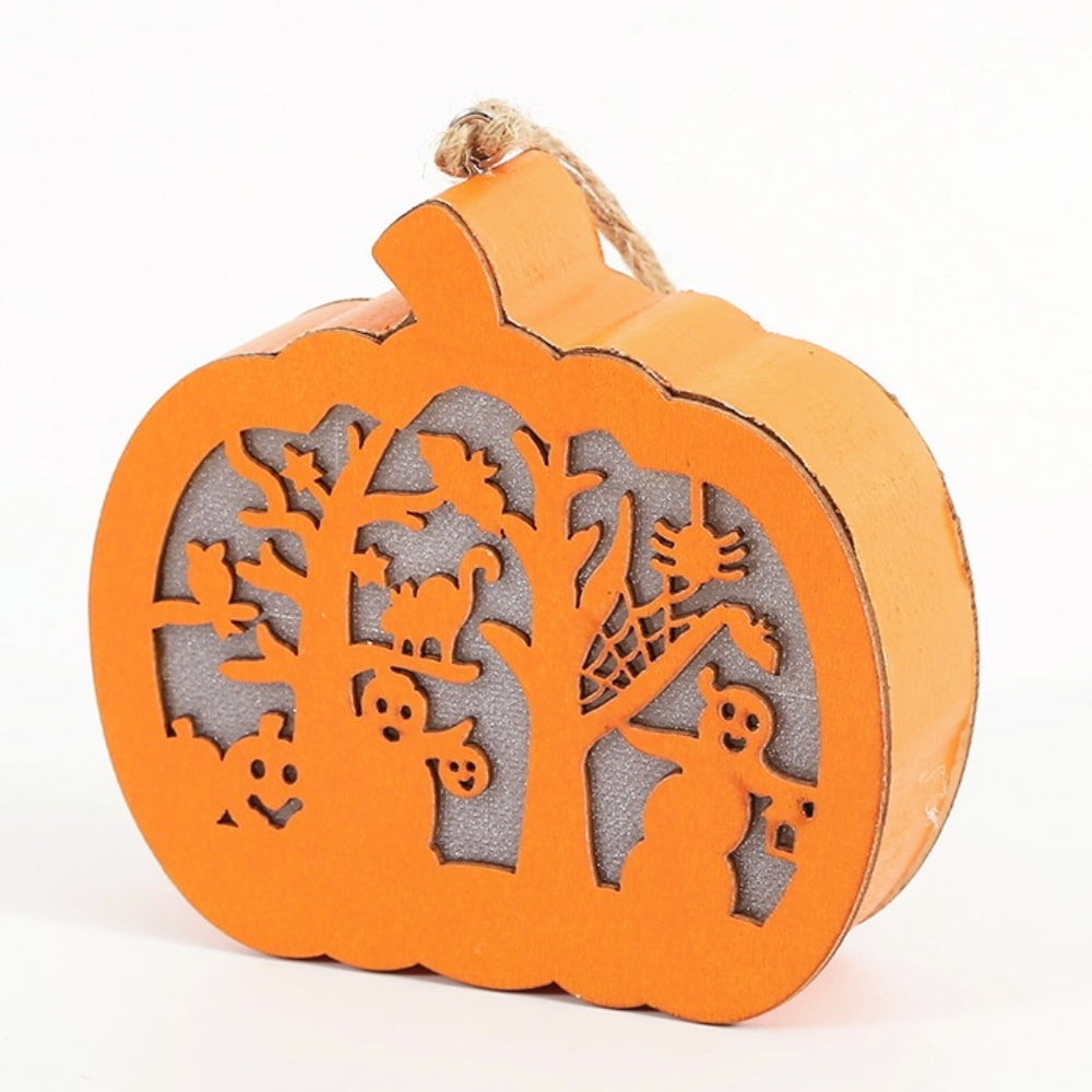 Halloween Pumpkin Stack Scene Wooden Pumpkin Light – Spooky Home Decor & Party Supplies